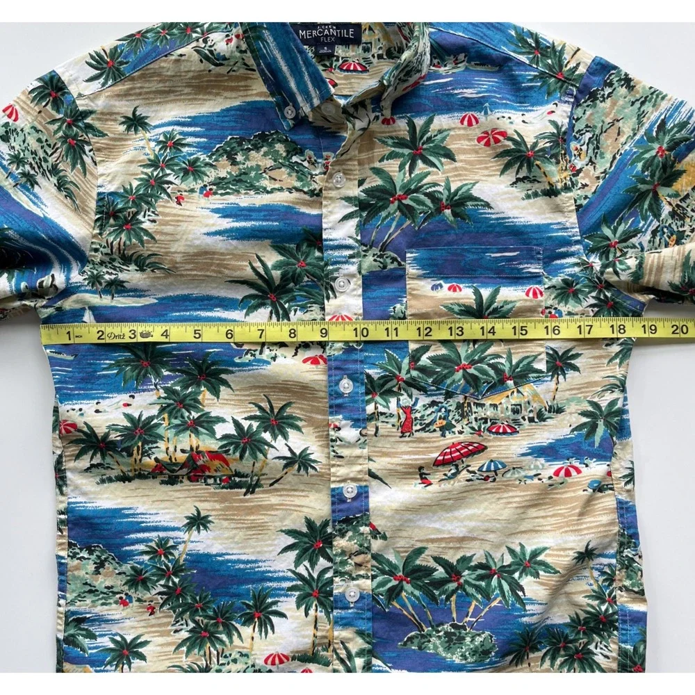 J.Crew‎ Mercantile Flex Short Sleeve Tropical Print Button Up Shirt Mens Small